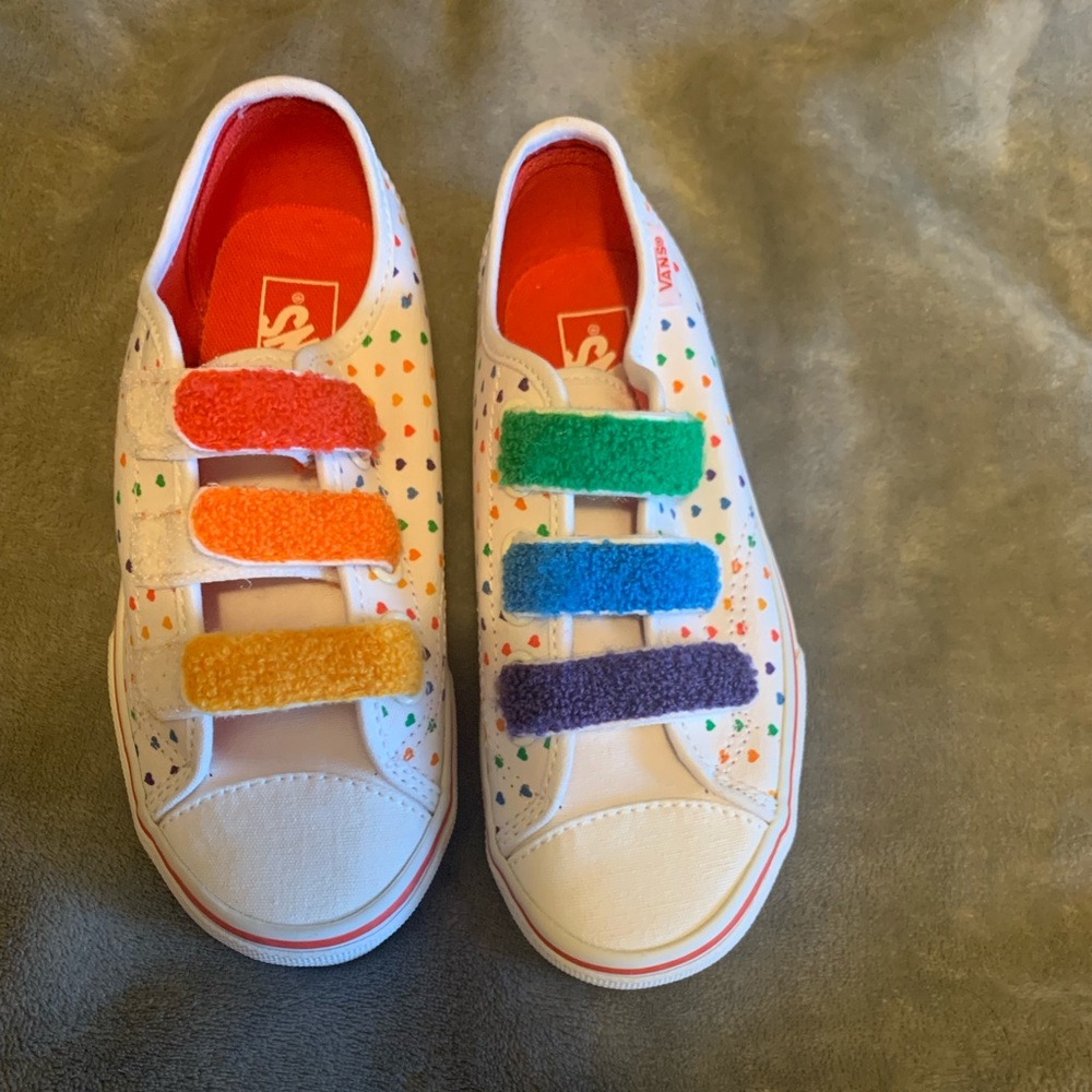 VANS Rainbow Chenille Style 23 V Girls Velcro Shoes - size 13.5